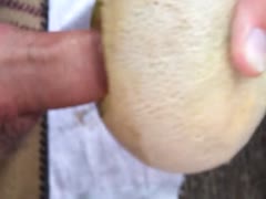 Horny dude fuck a melon fruit for satisfaction